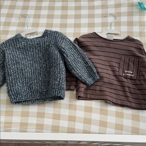 Cozy Knit and Striped Kids Tops Set